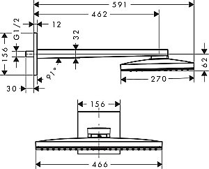 Верхний душ Hansgrohe Rainmaker Select 460 1jet Черный 24003600 купить в интернет-магазине сантехники Sanbest