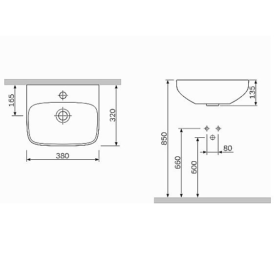 Раковина подвесная AM.PM Inspire 38 C504811WH белая купить в интернет-магазине Sanbest