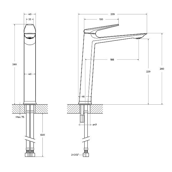 Смеситель для раковины Cezares LINER-LC-01-W0 хром купить в интернет-магазине сантехники Sanbest