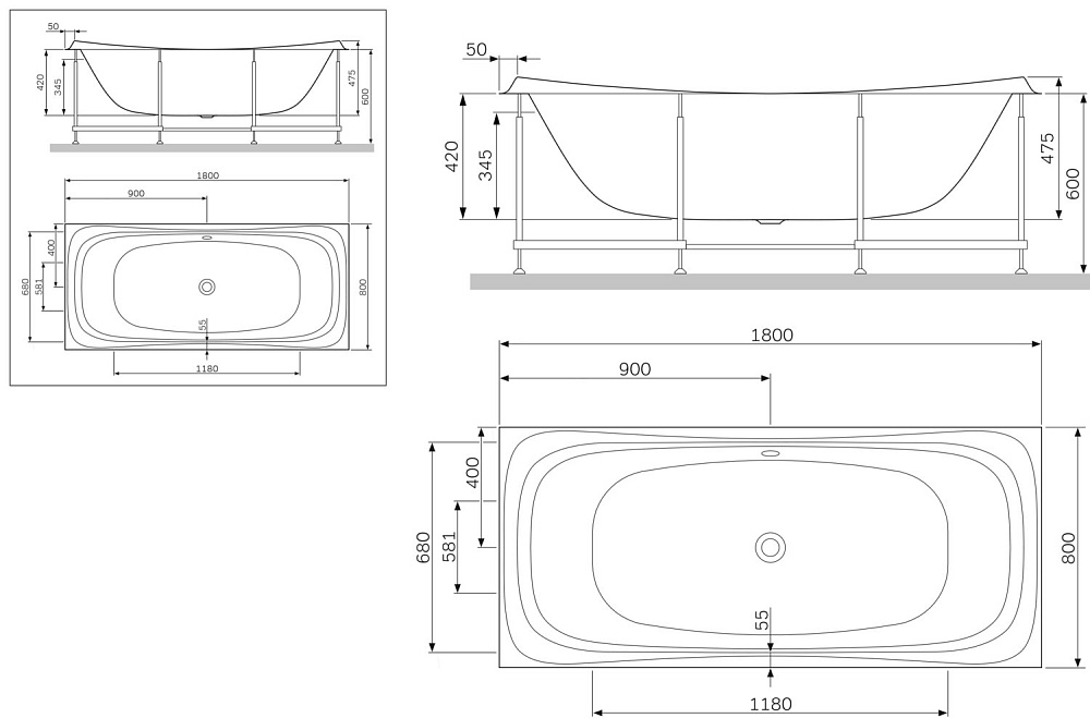 Ванна акриловая AM.PM SENSATION W30A-180-080W-A 80x180 купить в интернет-магазине Sanbest