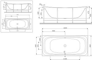 Ванна акриловая AM.PM SENSATION W30A-180-080W-A 80x180 купить в интернет-магазине Sanbest