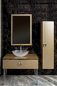 Консоль с раковиной и столешницей Armadi Art LUCIDO 100 светлое золото для ванной в интернет-магазине сантехники Sanbest