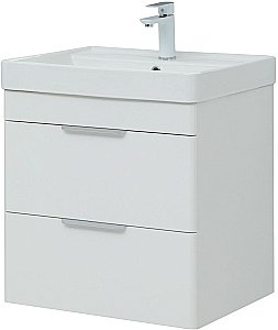 Тумба с раковиной Aquanet Ирис new 60 подвесная белый глянец для ванной в интернет-магазине Sanbest