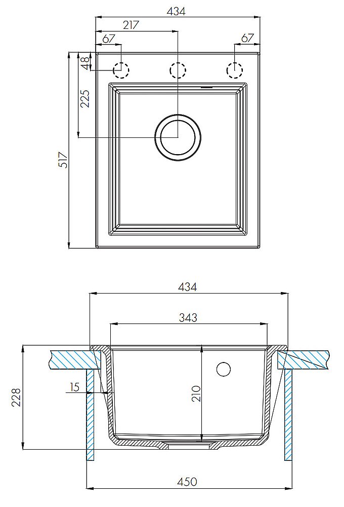 Мойка кухонная Акватон Линеа 43 песочная купить в интернет-магазине сантехники Sanbest