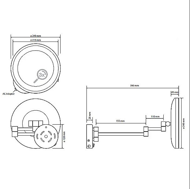 Зеркало косметическое Bemeta 116401772 хром купить в интернет-магазине сантехники Sanbest