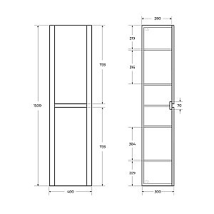 Шкаф подвесной Cezares RELAX-1500-2A-SO-BL белый глянцевый для ванной в интернет-магазине сантехники Sanbest