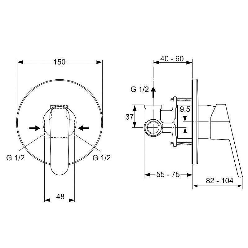 Смеситель для душа (2 в 1) Ideal Standard CeraPlan 2 A5960AA купить в интернет-магазине сантехники Sanbest