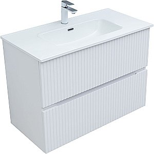 Тумба с раковиной Aquanet Джейн 90 313287 белая матовая для ванной в интернет-магазине Sanbest