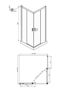 Душевой уголок Ambassador Queen Black 11011203 90x90 стекло прозрачное/профиль черный купить в интернет-магазине Sanbest