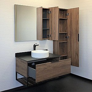 Тумба с раковиной Comforty Порто 00-00008927 90 дуб тёмно-коричневый для ванной в интернет-магазине Sanbest