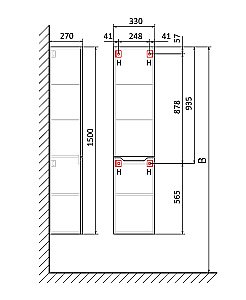 Пенал Jorno Slide 33 Sli.04.150/P/W белый для ванной в интернет-магазине сантехники Sanbest