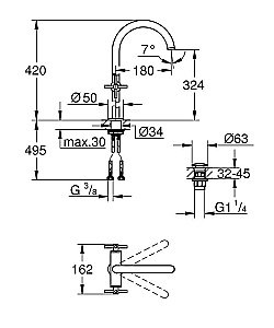 Смеситель для раковины Grohe Atrio New 21044003 хром купить в интернет-магазине сантехники Sanbest