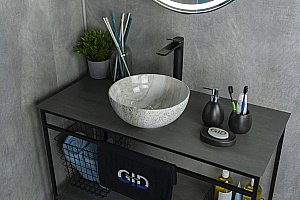 Раковина накладная Gid Esfera 32 Mnc487 54435 белая мрамор купить в интернет-магазине Sanbest
