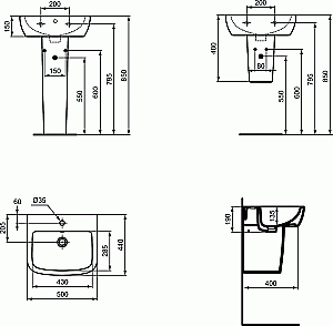 Раковина на пьедестале Ideal Standard Tempo 50 T056601 белая купить в интернет-магазине Sanbest