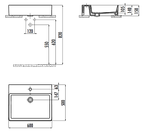 Раковина Creavit Volga 60 VX260-00CB00E-0000 белая купить в интернет-магазине Sanbest