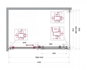 Душевой уголок BelBagno Marino 2-AH-1 140x90 стекло прозрачное/профиль хром купить в интернет-магазине Sanbest