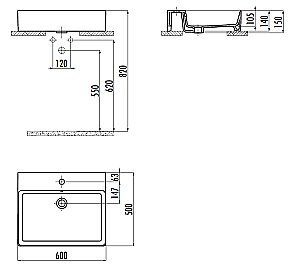 Раковина Creavit Volga 60 VX260-00CB00E-0000 белая купить в интернет-магазине Sanbest