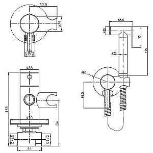 Гигиенический душ Boch Mann Braies CK-P07GR BM10411 серый матовый купить в интернет-магазине сантехники Sanbest