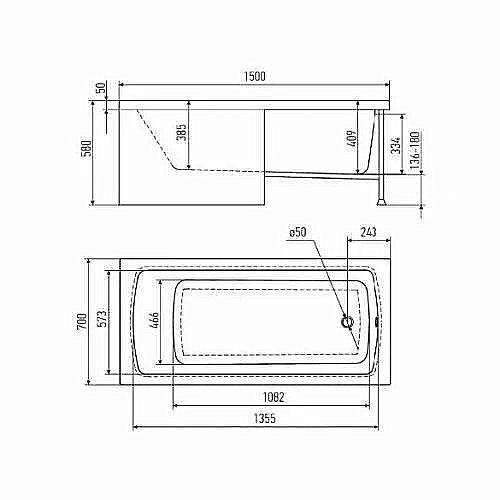 Акриловая ванна Alex Baitler Стандарт 150х70 белая купить в интернет-магазине Sanbest