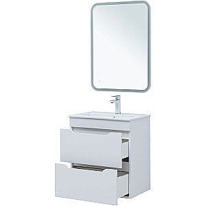 Тумба с раковиной Aquanet Практика 60 330457 белая матовая для ванной в интернет-магазине Sanbest