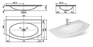 Раковина Эстет Мальта 91,5 цвет по RAL с блестками купить в интернет-магазине Sanbest