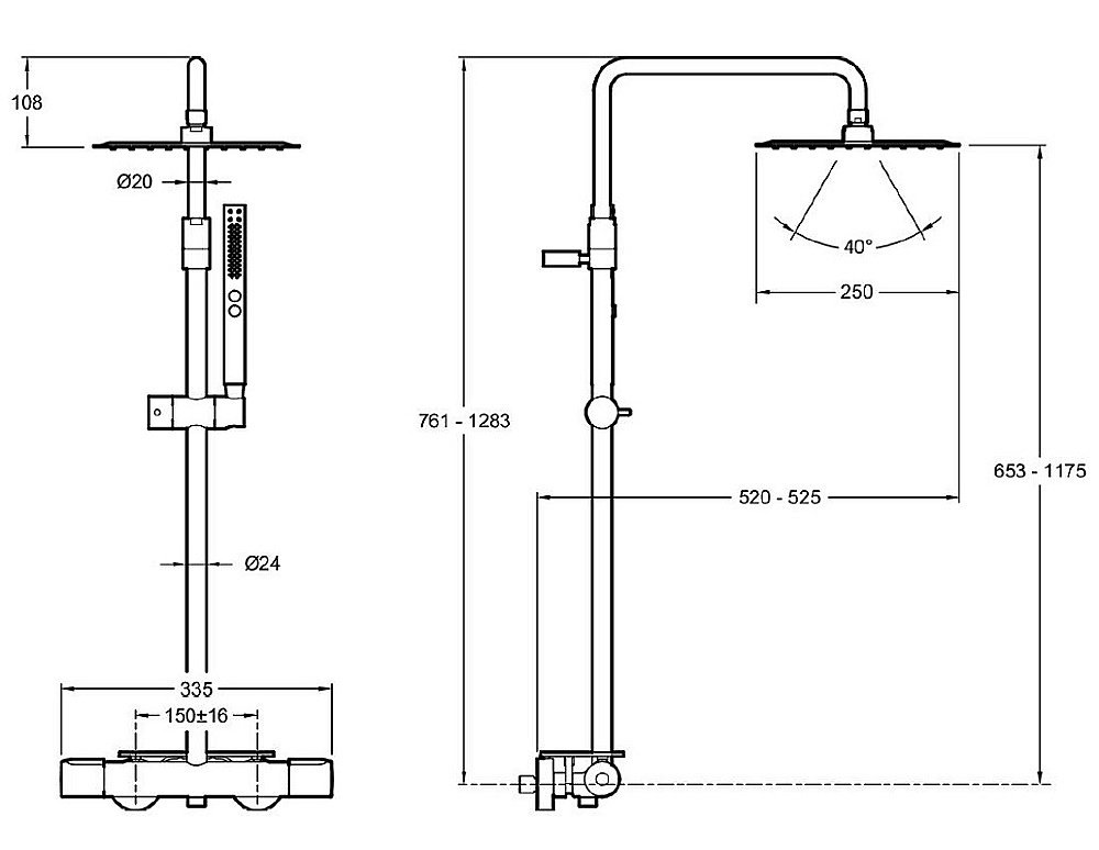 Душевая система Jacob Delafon METRO E26596-BL матовая черная купить в интернет-магазине сантехники Sanbest