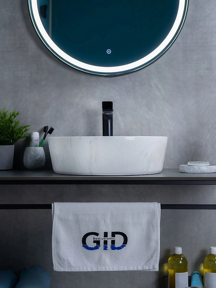 Раковина накладная Gid 44 D1306H012 53321 серый мрамор купить в интернет-магазине Sanbest