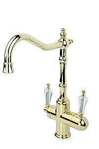 Смеситель для кухни Boheme Tradizionale Oro 112-SW золото/ручка с кристаллом Swarovski купить в интернет-магазине сантехники Sanbest