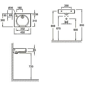 Раковина Jacob Delafon ODEON RIVE GAUCHE EGN112-00 45 белая купить в интернет-магазине Sanbest