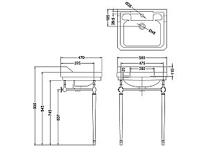 Консоль с раковиной Burlington Edwardian B4 3TH золото для ванной в интернет-магазине сантехники Sanbest