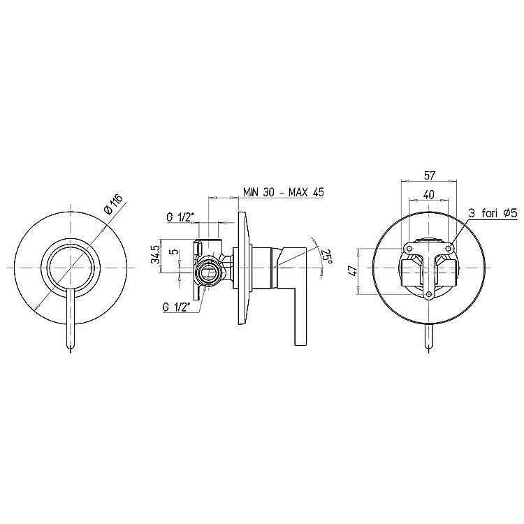 Смеситель для душа PAINI Brera 74CR690 хром купить в интернет-магазине сантехники Sanbest
