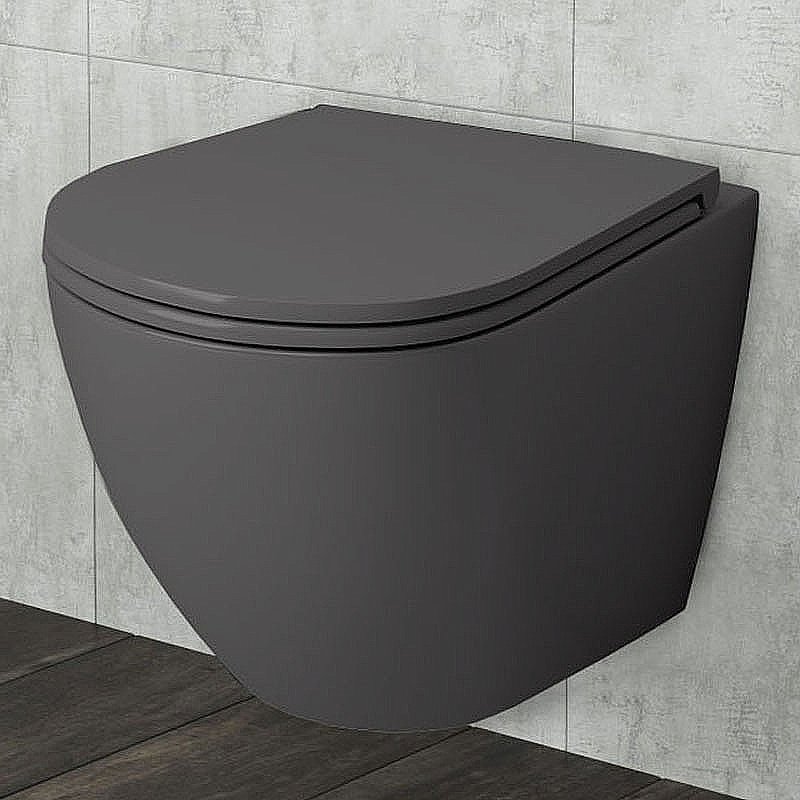 Унитаз подвесной Grossman Color GR-4455GMS безободковый, с крышкой микролифт, серый матовый купить в интернет-магазине Sanbest