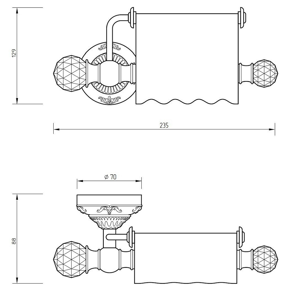 Держатель для туалетной бумаги Migliore Cristalia ML.CRS-60.206.DO золото/Swarovski купить в интернет-магазине сантехники Sanbest