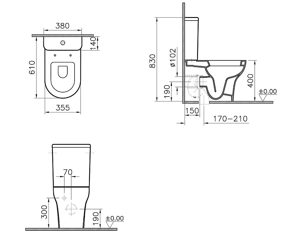 Унитаз Vitra ZENTRUM 9012B003-7226 с бачком, с крышкой микролифт, белый купить в интернет-магазине Sanbest