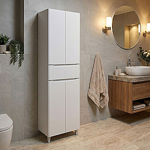 Пенал напольный Azario LOTOS 60 CS00106435 белый для ванной в интернет-магазине сантехники Sanbest