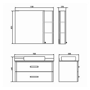 Тумба с раковиной Comforty Амстердам 95 белый глянец для ванной в интернет-магазине Sanbest