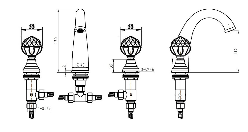 Смеситель для раковины Boheme Brillante Presente 357 купить в интернет-магазине сантехники Sanbest
