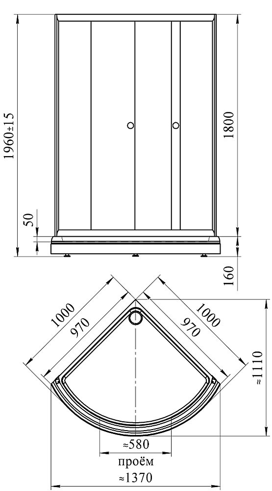 Душевой уголок Радомир Найт 100 стекло прозрачное/профиль белый купить в интернет-магазине Sanbest