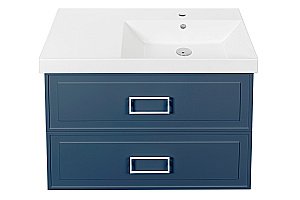 Тумба с раковиной LA FENICE Cubo Blu Grigio TWIN 90 синяя/ручки белые для ванной в интернет-магазине Sanbest