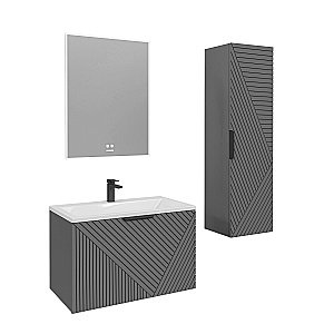 Тумба с раковиной подвесная Grossman БЛИСС 60 с 1 ящ, графит матовая для ванной в интернет-магазине Sanbest