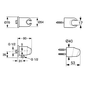 Подключение для душа с держателем лейки Ideal Standard Cerawell A2406AA купить в интернет-магазине сантехники Sanbest