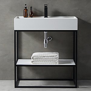 Консоль с раковиной Abber Stein 80 AS2630 белая матовая для ванной в интернет-магазине сантехники Sanbest