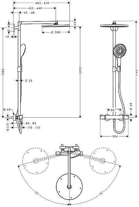 Душевая система Hansgrohe Raindance 27114000 купить в интернет-магазине сантехники Sanbest