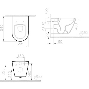 Унитаз Vitra Sanibelle 9878B003-7200 безободковый, с инсталляцией, с крышкой микролифт купить в интернет-магазине Sanbest