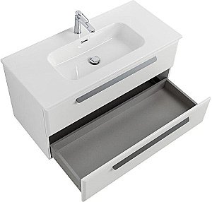 Тумба с раковиной Cezares ECO-CER-N 100 ECO-CER-N-1000-2C-SO-BL белая глянцевая для ванной в интернет-магазине Sanbest