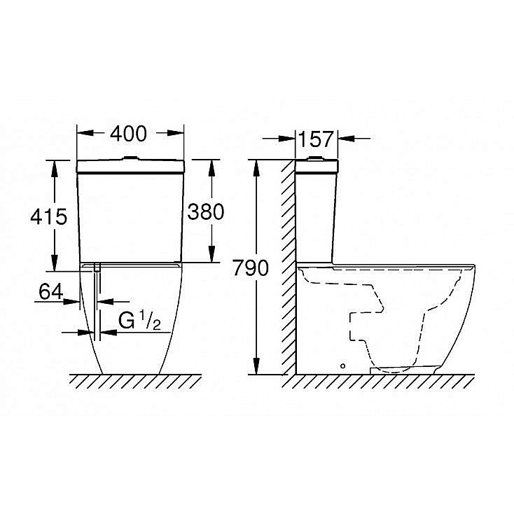 Унитаз напольный Grohe Essence Ceramic 39572 578 безободковый, с бачком купить в интернет-магазине Sanbest