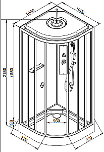 Душевая кабина AvaCan D Серия D2010 LED 100х100 с гидромассажем, с подсветкой купить в интернет-магазине Sanbest