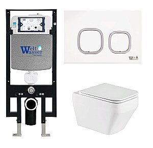 Унитаз с инсталляцией WeltWasser AMBERG 497 + HOFBACH 041 GL-WT + AMBERG RD-WT купить в интернет-магазине Sanbest