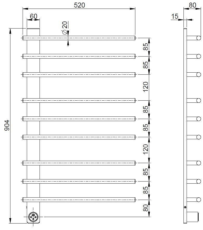 Полотенцесушитель электрический Vincea VTD-2SC3GM вороненая сталь купить в интернет-магазине сантехники Sanbest