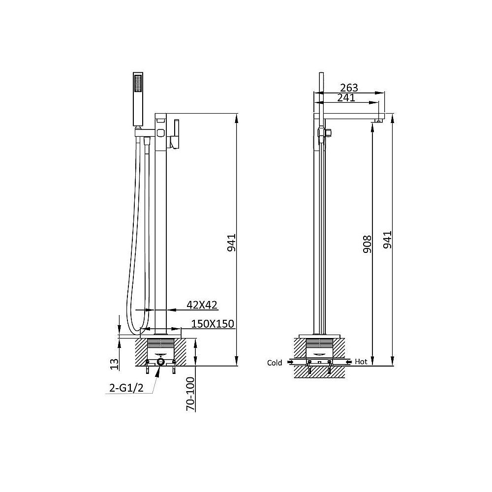 Смеситель для ванны Vincea VTF-101CH хром купить в интернет-магазине сантехники Sanbest